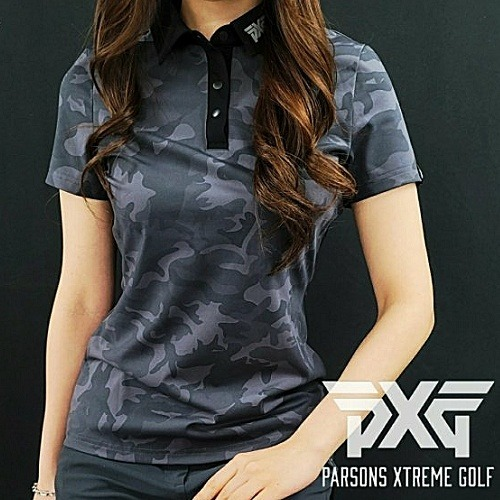 (국내배송) P*G GOLF 카모 텐션 다크니스 카라 티셔츠