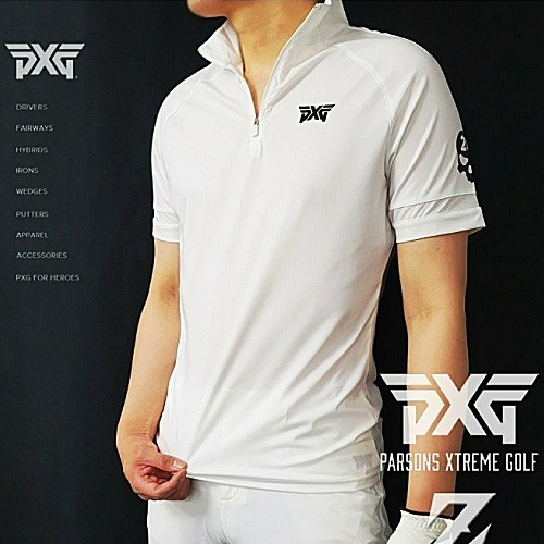 (국내배송) P*G GOLF 컴포트 다크니스 반집업 티셔츠