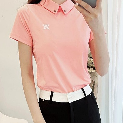 (국내배송) 어* ANEW 스터드 포인트 카라 티셔츠