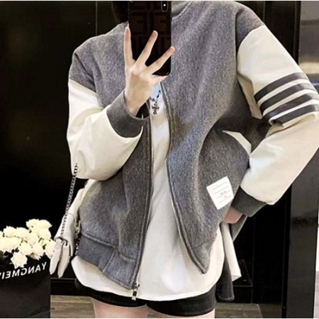 톰브*운 사선 야구 점퍼